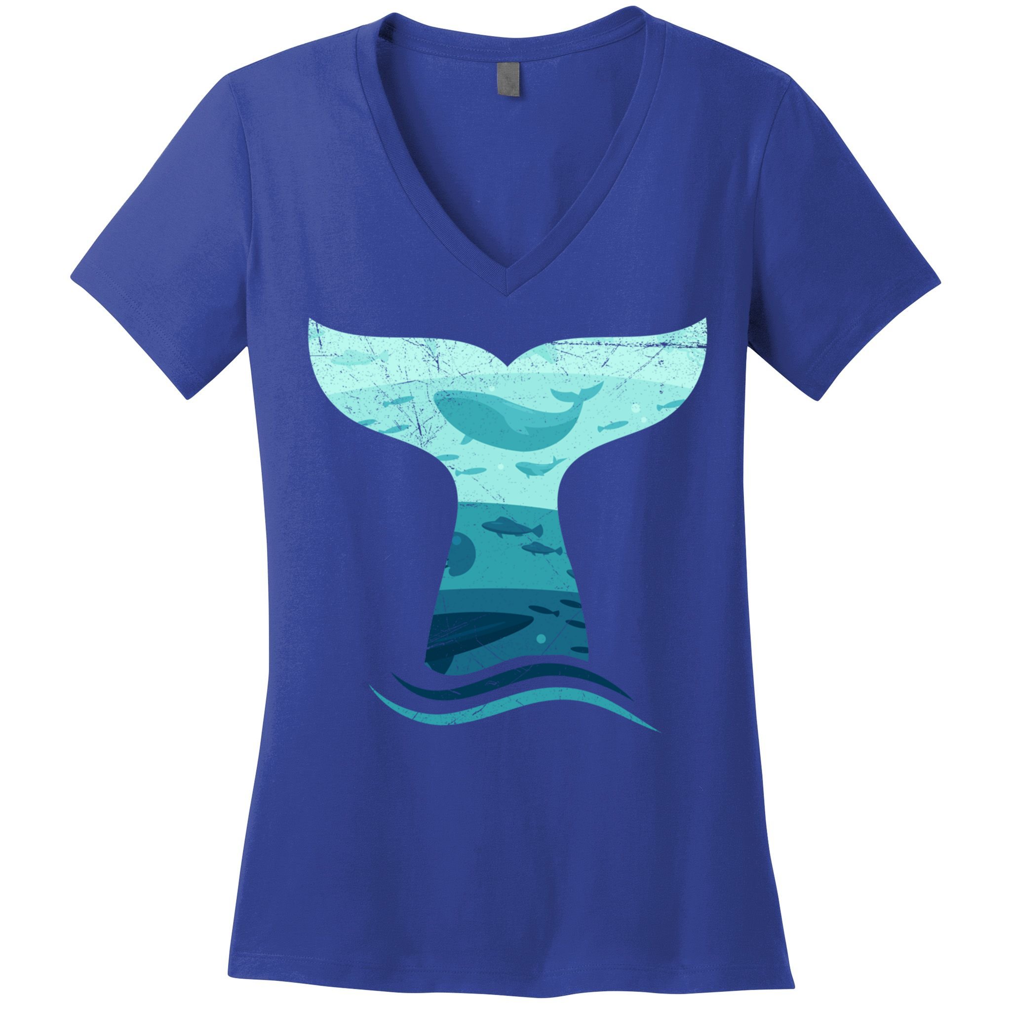 Whale Tail In Waves Orca Ocean Cute Gift Women's V-Neck T-Shirt
