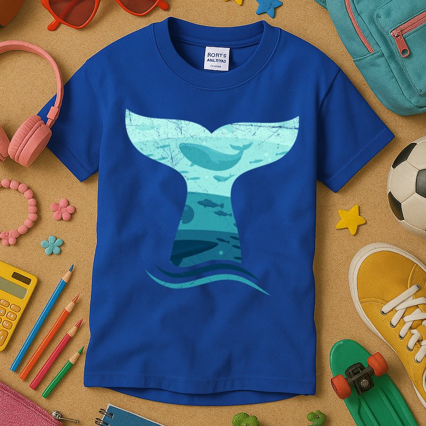 Whale Tail In Waves Orca Ocean Cute Gift Kids T-Shirt
