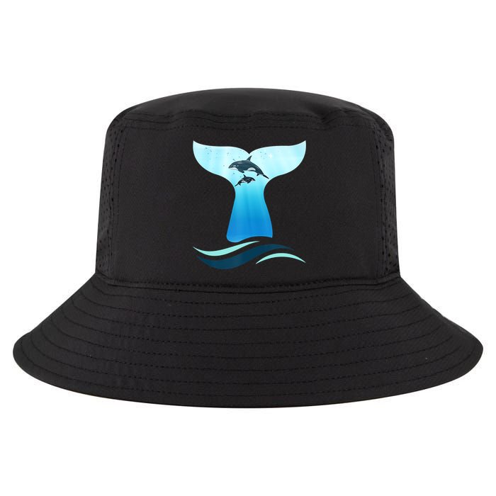 Whale Tail In Waves Orcas Underwater Ocean Cool Comfort Performance Bucket Hat