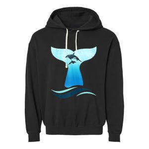 Whale Tail In Waves Orcas Underwater Ocean Garment-Dyed Fleece Hoodie