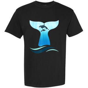 Whale Tail In Waves Orcas Underwater Ocean Garment-Dyed Heavyweight T-Shirt