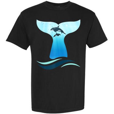Whale Tail In Waves Orcas Underwater Ocean Garment-Dyed Heavyweight T-Shirt