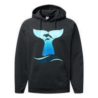 Whale Tail In Waves Orcas Underwater Ocean Performance Fleece Hoodie