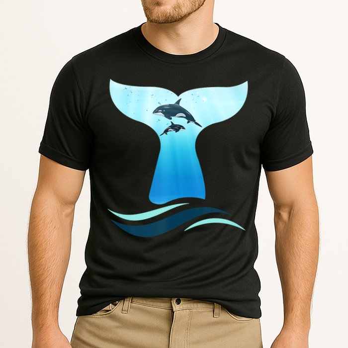 Whale Tail In Waves Orcas Underwater Ocean Cooling Performance Crew T-Shirt