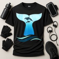 Whale Tail In Waves Orcas Underwater Ocean Cooling Performance Crew T-Shirt