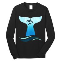 Whale Tail In Waves Orcas Underwater Ocean Long Sleeve Shirt