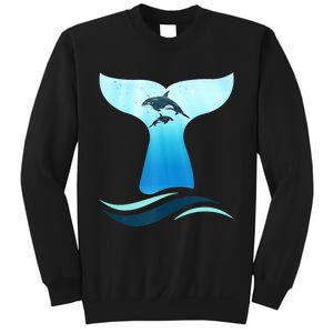 Whale Tail In Waves Orcas Underwater Ocean Sweatshirt