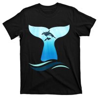 Whale Tail In Waves Orcas Underwater Ocean T-Shirt