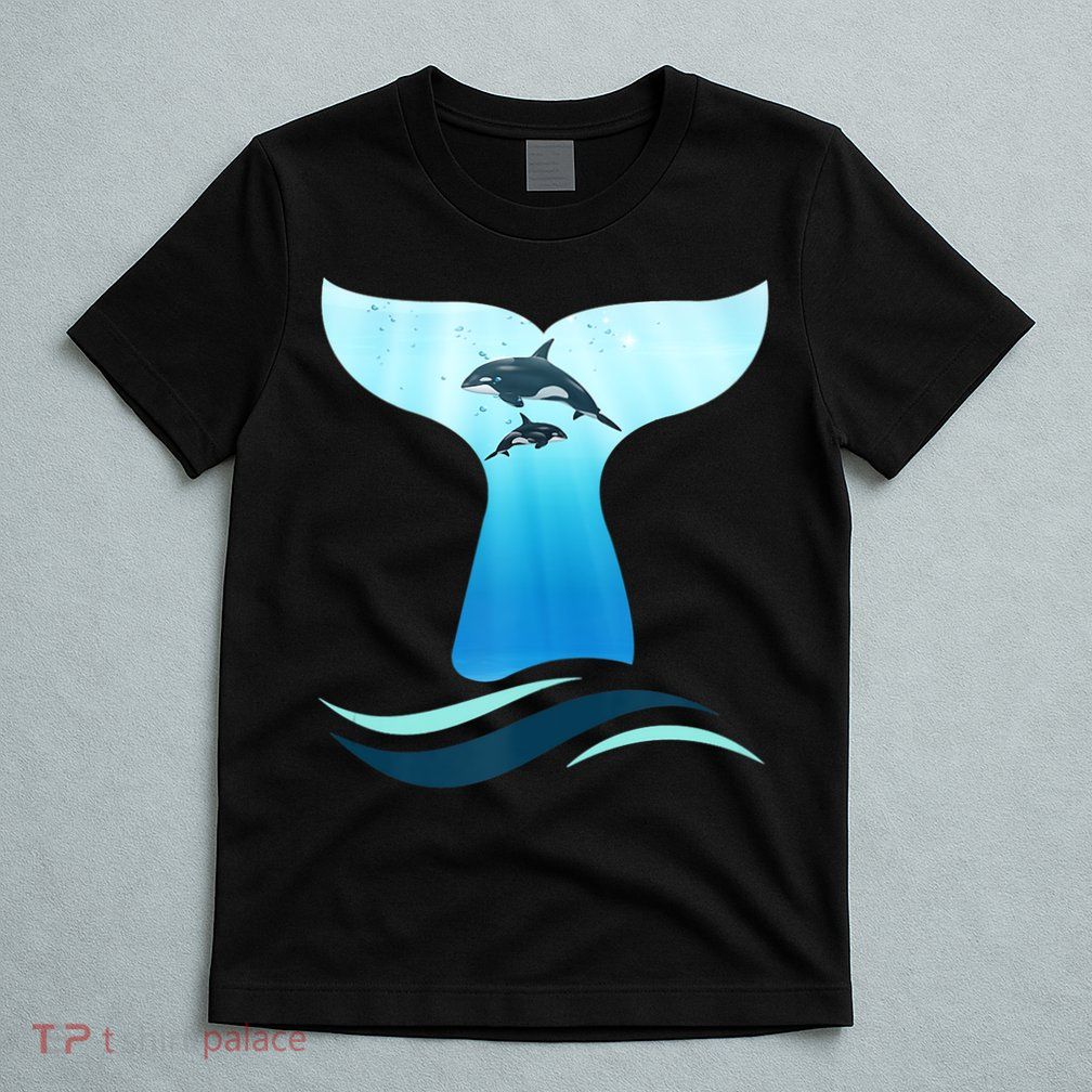 Whale Tail In Waves Orcas Underwater Ocean T-Shirt