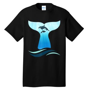 Whale Tail In Waves Orcas Underwater Ocean Tall T-Shirt