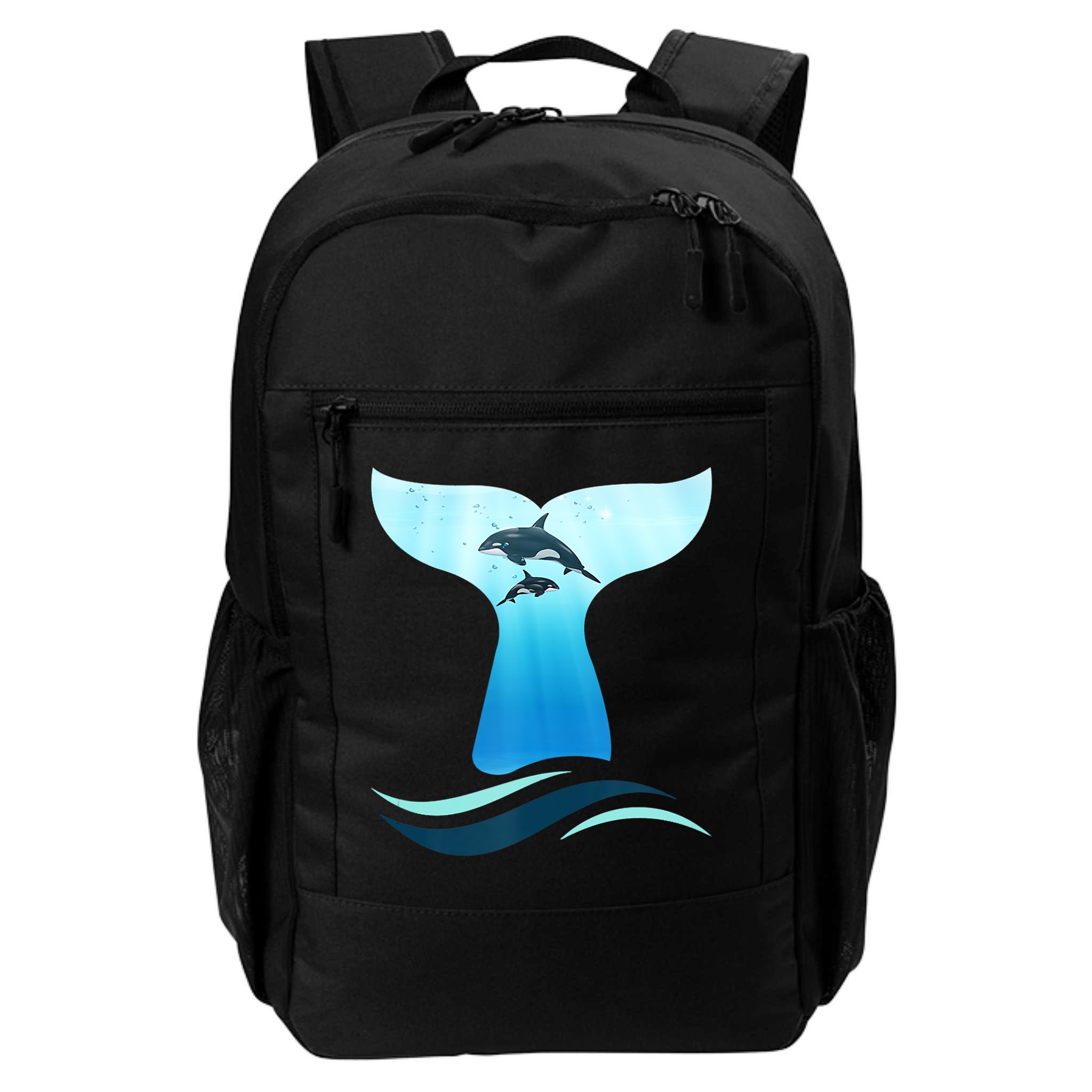 Whale Tail In Waves Orcas Underwater Ocean Backpack