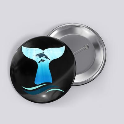 Whale Tail In Waves Orcas Underwater Ocean Button