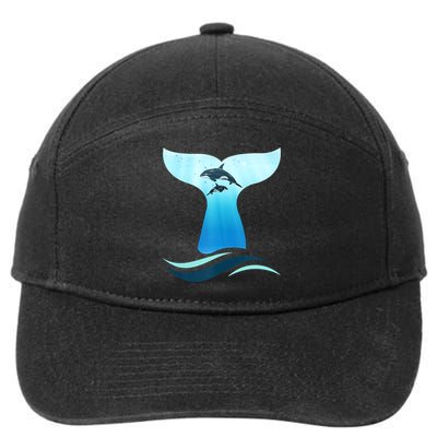 Whale Tail In Waves Orcas Underwater Ocean 7-Panel Snapback Hat
