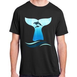 Whale Tail In Waves Orcas Underwater Ocean Adult ChromaSoft Performance T-Shirt