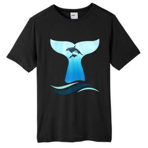 Whale Tail In Waves Orcas Underwater Ocean Tall Fusion ChromaSoft Performance T-Shirt