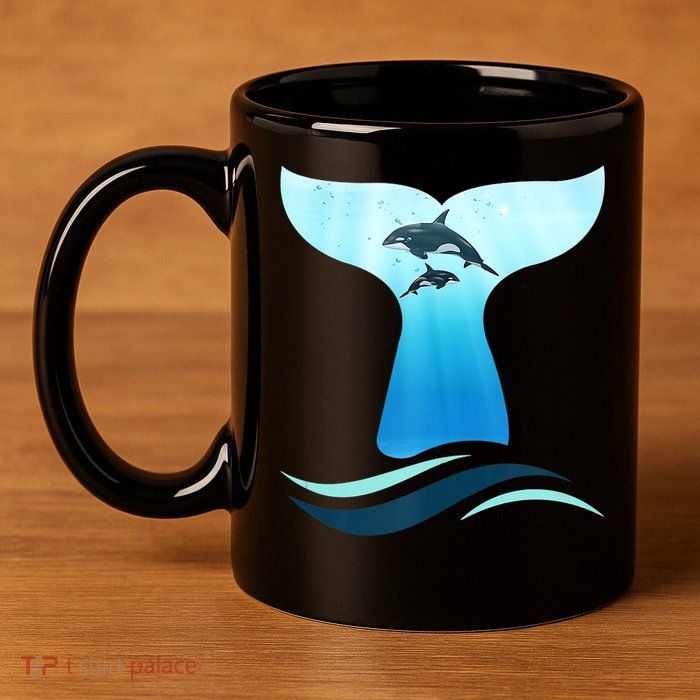 Whale Tail In Waves Orcas Underwater Ocean 11oz C Handle Ceramic Mug