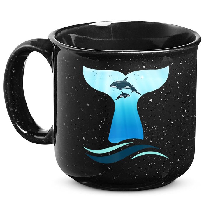 Whale Tail In Waves Orcas Underwater Ocean 15oz Campfire Ceramic Mug