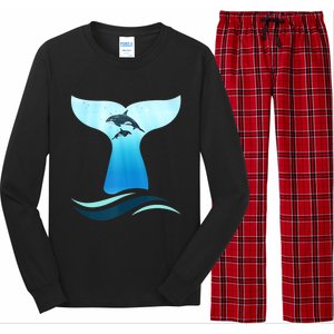 Whale Tail In Waves Orcas Underwater Ocean Long Sleeve Pajama Set