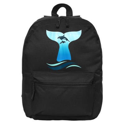 Whale Tail In Waves Orcas Underwater Ocean 16 in Basic Backpack