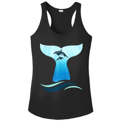 Whale Tail In Waves Orcas Underwater Ocean Ladies PosiCharge Competitor Racerback Tank