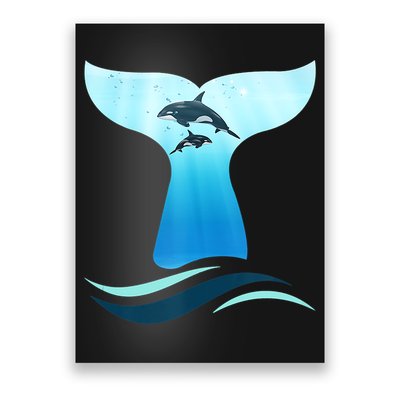 Whale Tail In Waves Orcas Underwater Ocean Poster