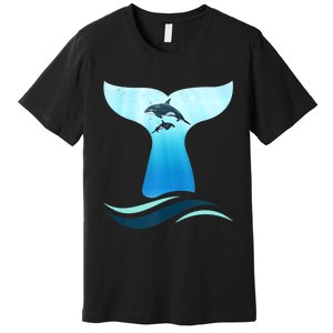 Whale Tail In Waves Orcas Underwater Ocean Premium T-Shirt