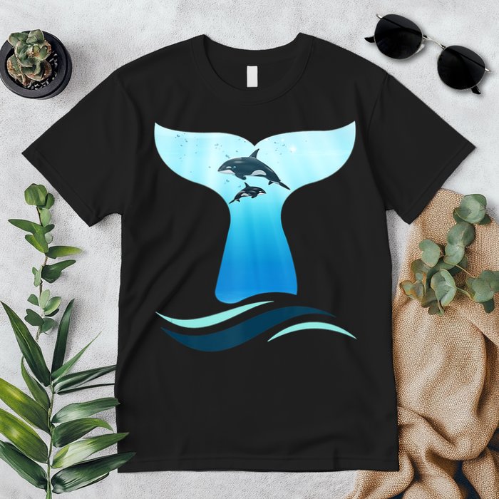 Whale Tail In Waves Orcas Underwater Ocean Premium T-Shirt