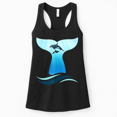 Whale Tail In Waves Orcas Underwater Ocean Womens Tank Top