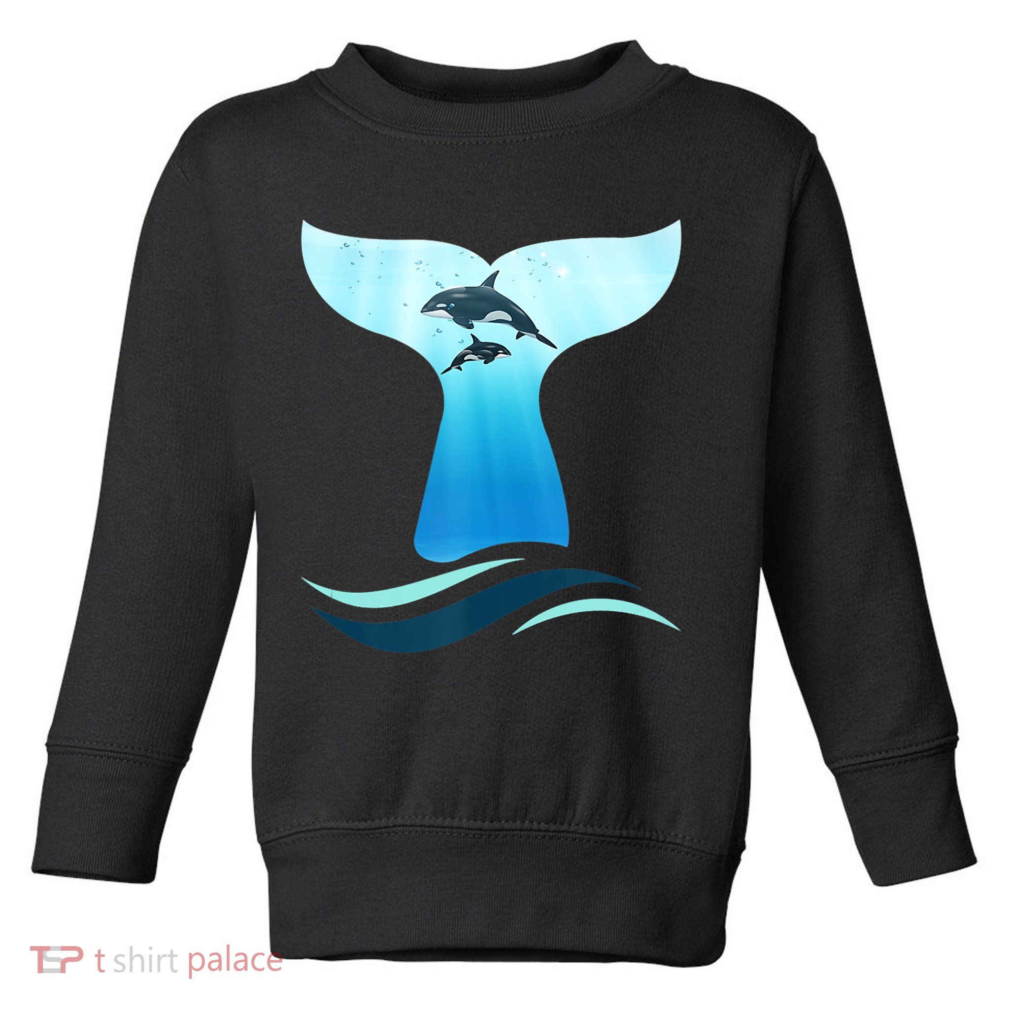 Whale Tail In Waves Orcas Underwater Ocean Toddler Sweatshirt