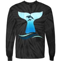 Whale Tail In Waves Orcas Underwater Ocean Tie-Dye Long Sleeve Shirt