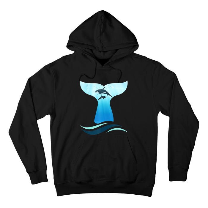 Whale Tail In Waves Orcas Underwater Ocean Tall Hoodie