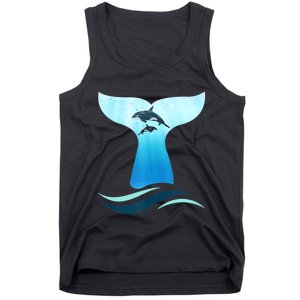 Whale Tail In Waves Orcas Underwater Ocean Tank Top