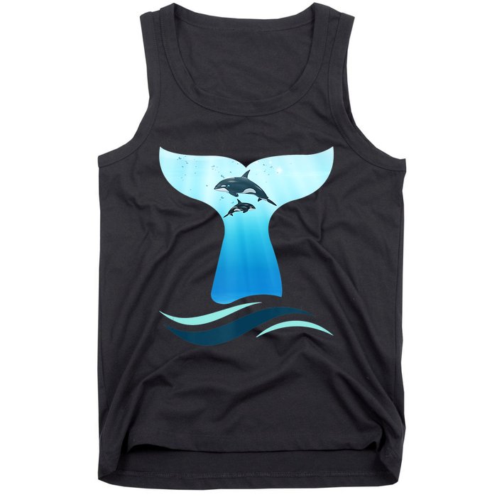 Whale Tail In Waves Orcas Underwater Ocean Tank Top