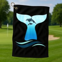 Whale Tail In Waves Orcas Underwater Ocean Golf Towel