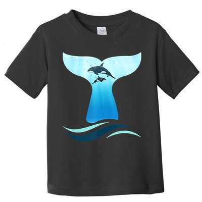 Whale Tail In Waves Orcas Underwater Ocean Toddler T-Shirt