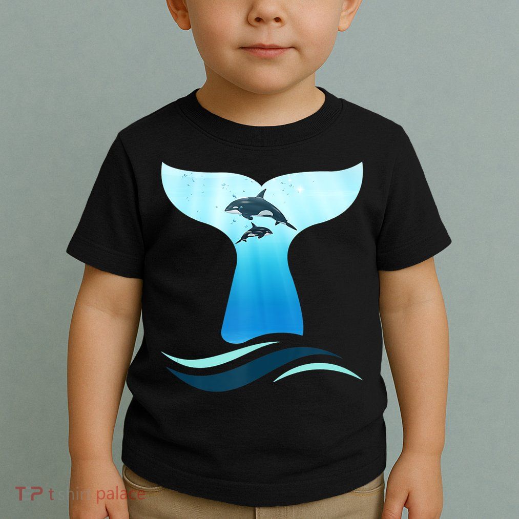 Whale Tail In Waves Orcas Underwater Ocean Toddler T-Shirt