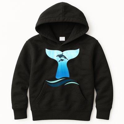 Whale Tail In Waves Orcas Underwater Ocean Kids Hoodie