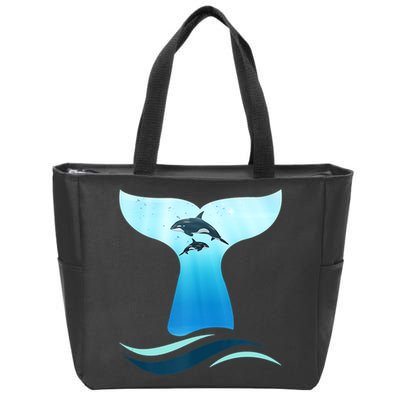 Whale Tail In Waves Orcas Underwater Ocean Zip Tote Bag