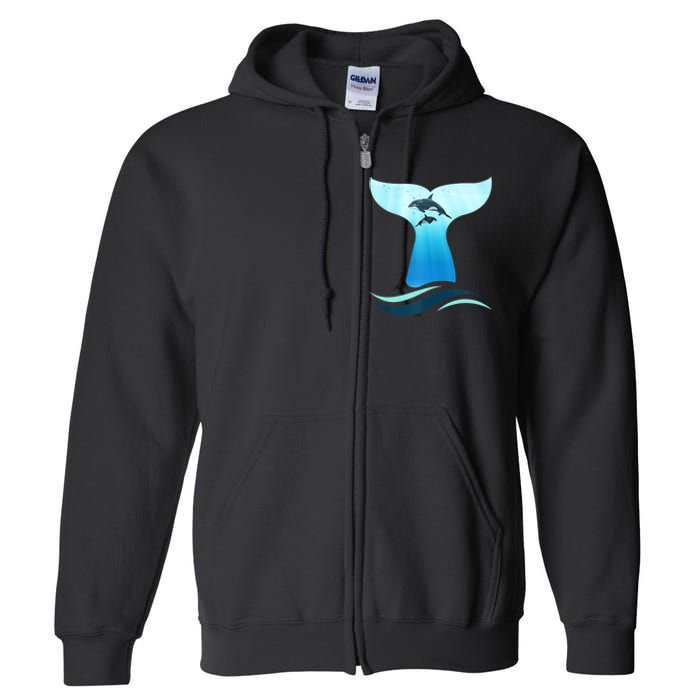 Whale Tail In Waves Orcas Underwater Ocean Full Zip Hoodie