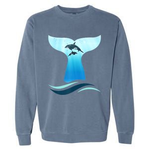 Whale Tail In Waves Orcas Underwater Ocean Garment-Dyed Sweatshirt