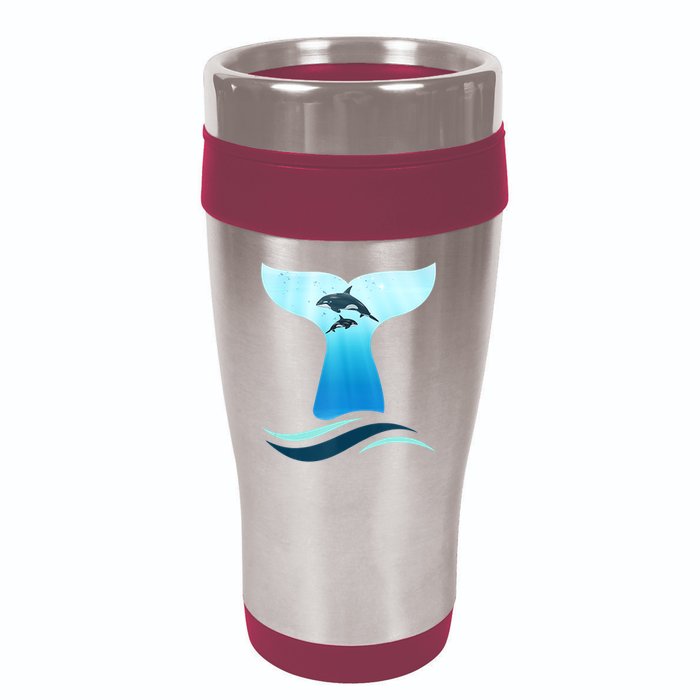 Whale Tail In Waves Orcas Underwater Ocean 16oz Travel Tumbler