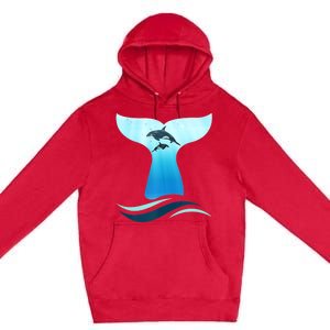 Whale Tail In Waves Orcas Underwater Ocean Premium Pullover Hoodie