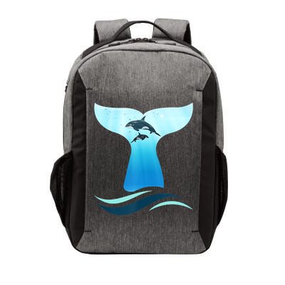 Whale Tail In Waves Orcas Underwater Ocean Vector Backpack