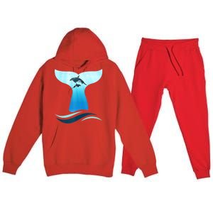 Whale Tail In Waves Orcas Underwater Ocean Premium Hooded Sweatsuit Set