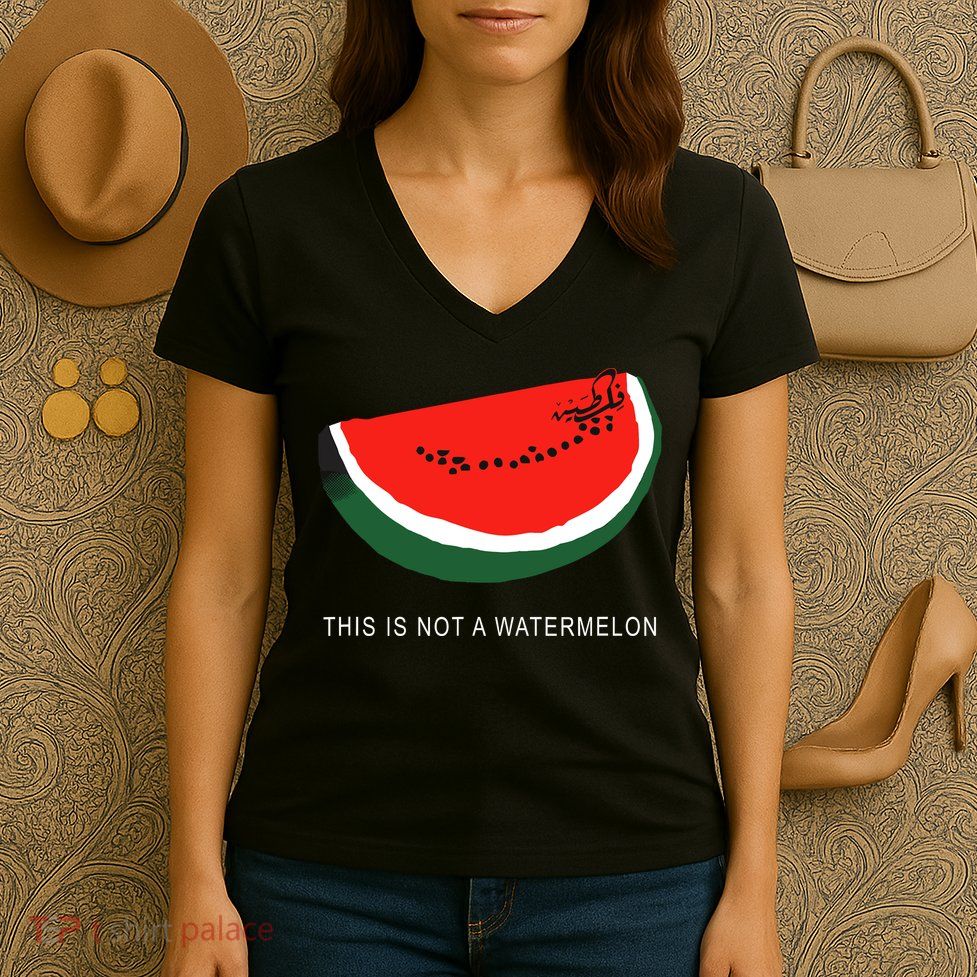 Watermelon This Is Not A Watermelon Palestine Collection Women's V-Neck T-Shirt