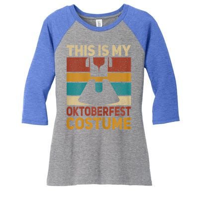 Womens This Is My Oktoberfest Costume Women German Dirndl Outfit Women's Tri-Blend 3/4-Sleeve Raglan Shirt