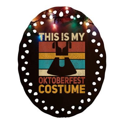 Womens This Is My Oktoberfest Costume Women German Dirndl Outfit Ceramic Oval Ornament