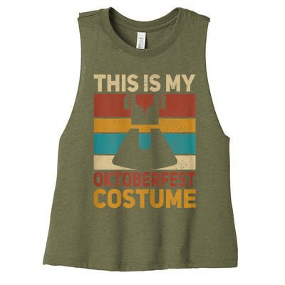 Womens This Is My Oktoberfest Costume Women German Dirndl Outfit Women's Racerback Cropped Tank