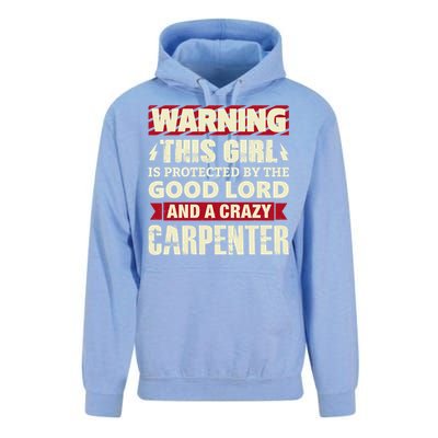 Warning This Is Protected By Carpenter Friend Wife Gift Unisex Surf Hoodie