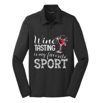 Wine Tasting Is My Favorite Sport Silk Touch Performance Long Sleeve Polo